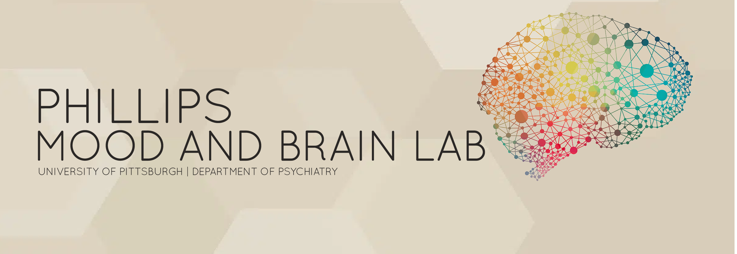 Banner of brain with connected nodes and lab name