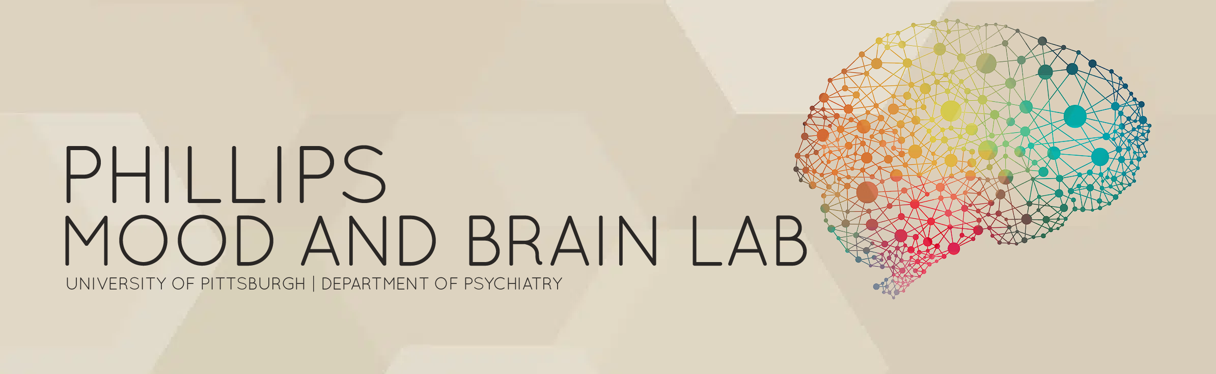 Banner with name of lab and brain connected by dots and lines